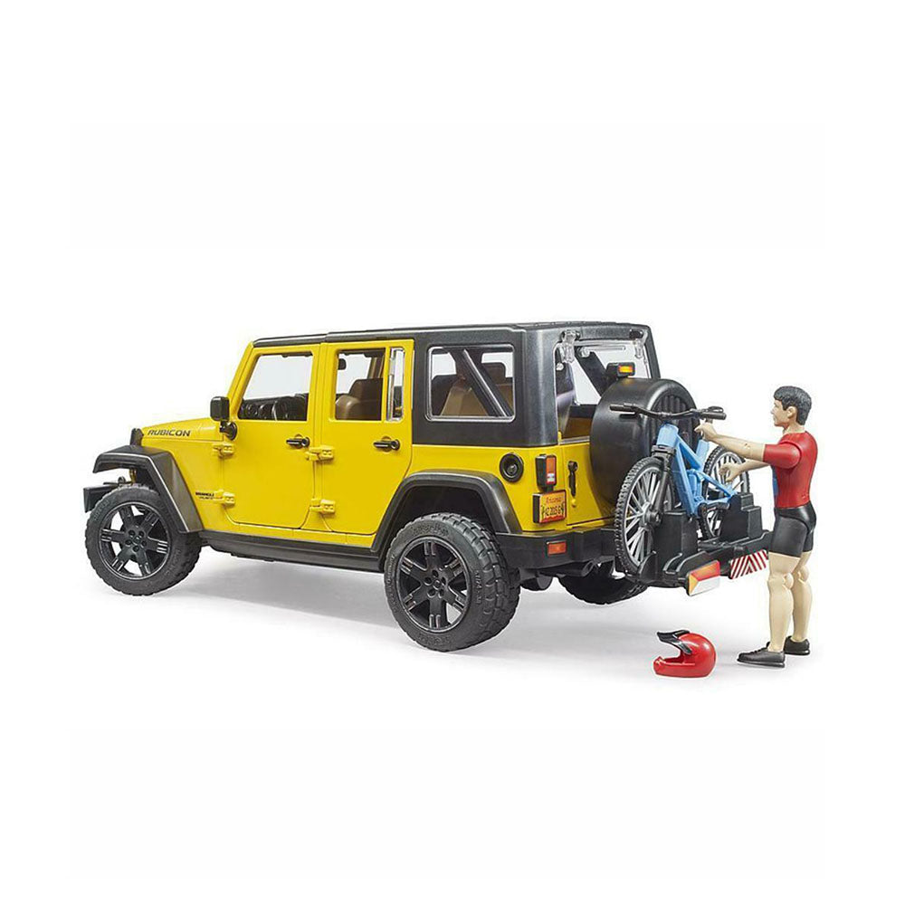 Bruder Licensed 1:16 Scale Jeep Wrangler Rubicon Unltmd 1 Mountain Bike + Cyclist