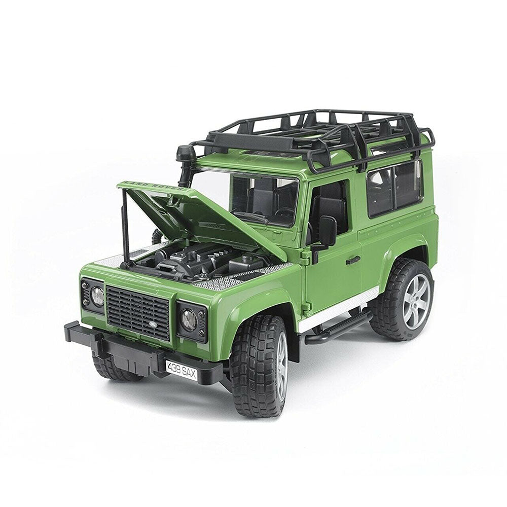 Bruder Licensed 1:16 Land Rover Defender Station Wagon Green With Fold-Out Bonnet Holder