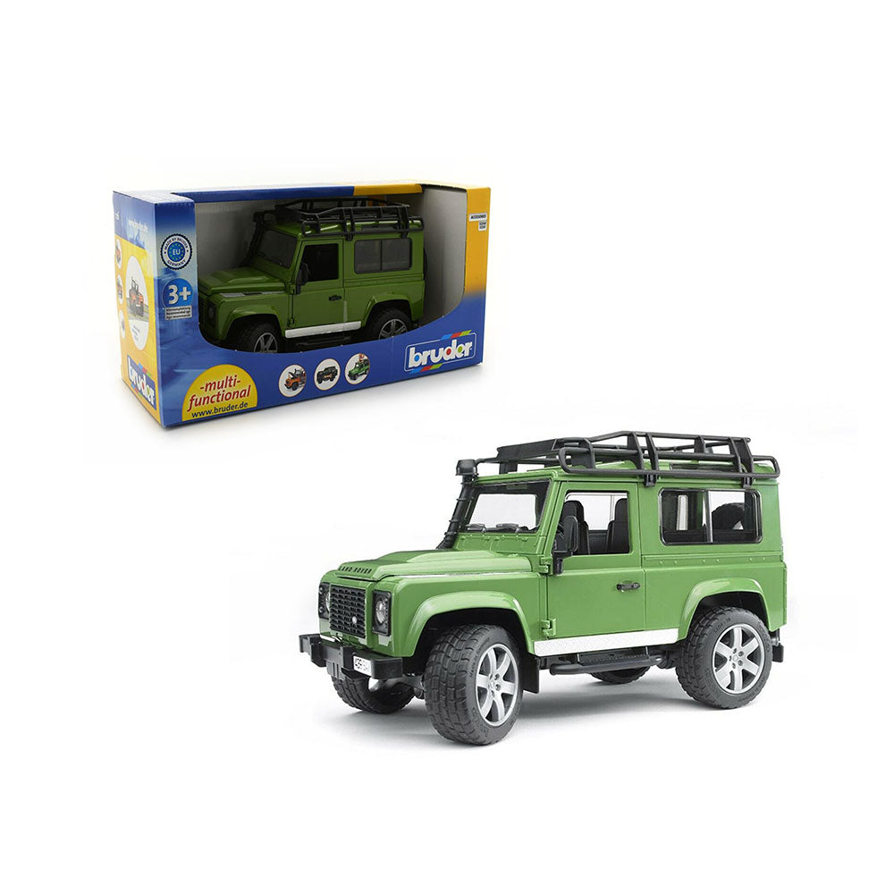 Bruder Licensed 1:16 Land Rover Defender Station Wagon Green With Fold-Out Bonnet Holder