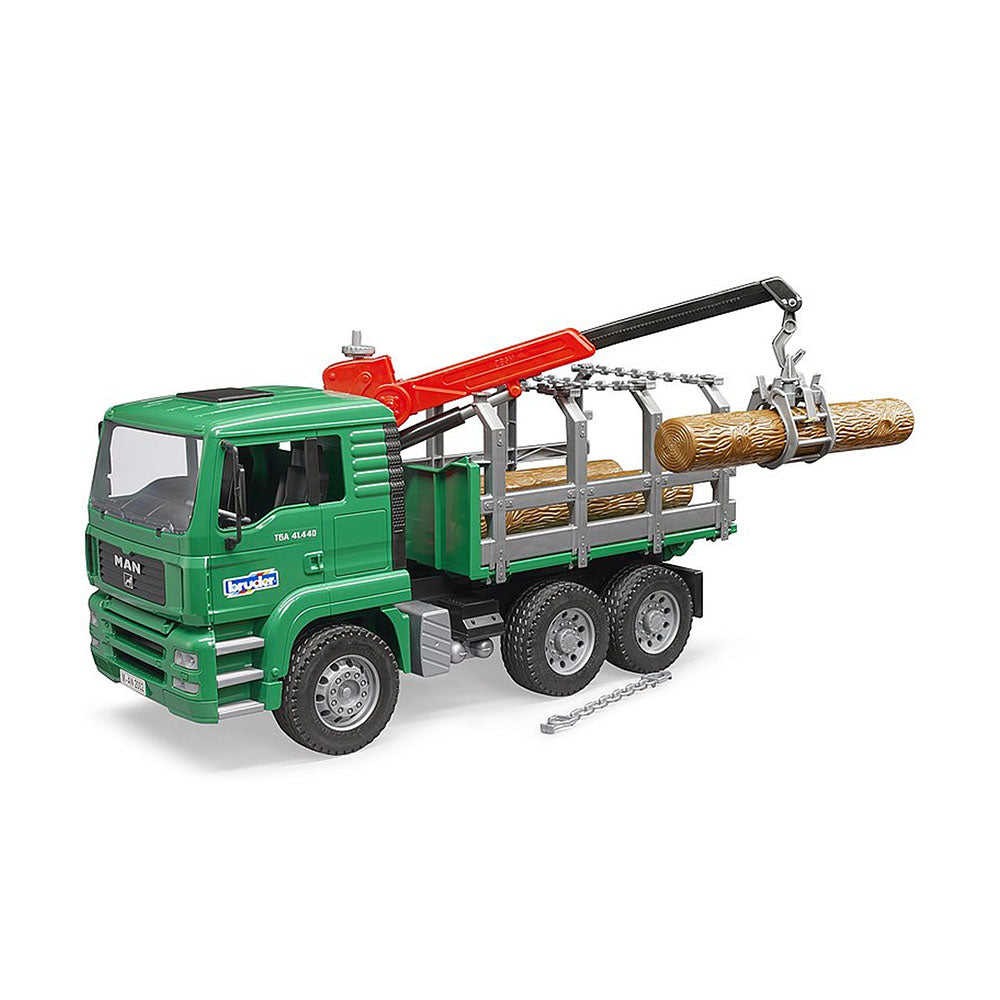 Bruder Licensed 1:16 Scale MAN TGA Timber Truck With Loading Crane & 3 Trunks Model Toy