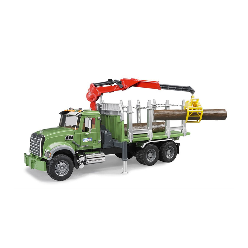 Bruder Licensed 1:16 Scale Mack Granite Timber Truck With Crane & Logs Model Toy