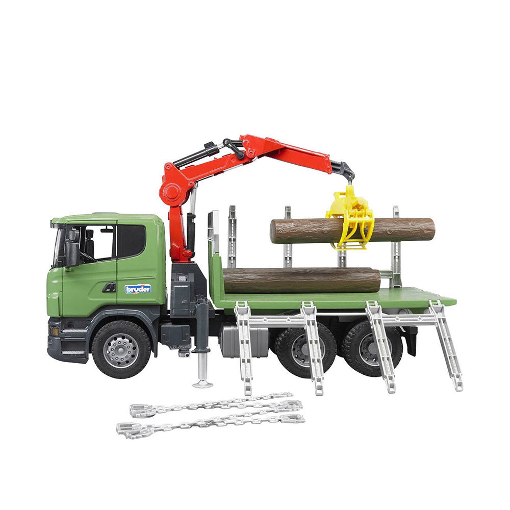 Bruder Licensed 1:16 Scale Scania R-series Timber Truck With Loading Crane & Logs Forestry Toy Model