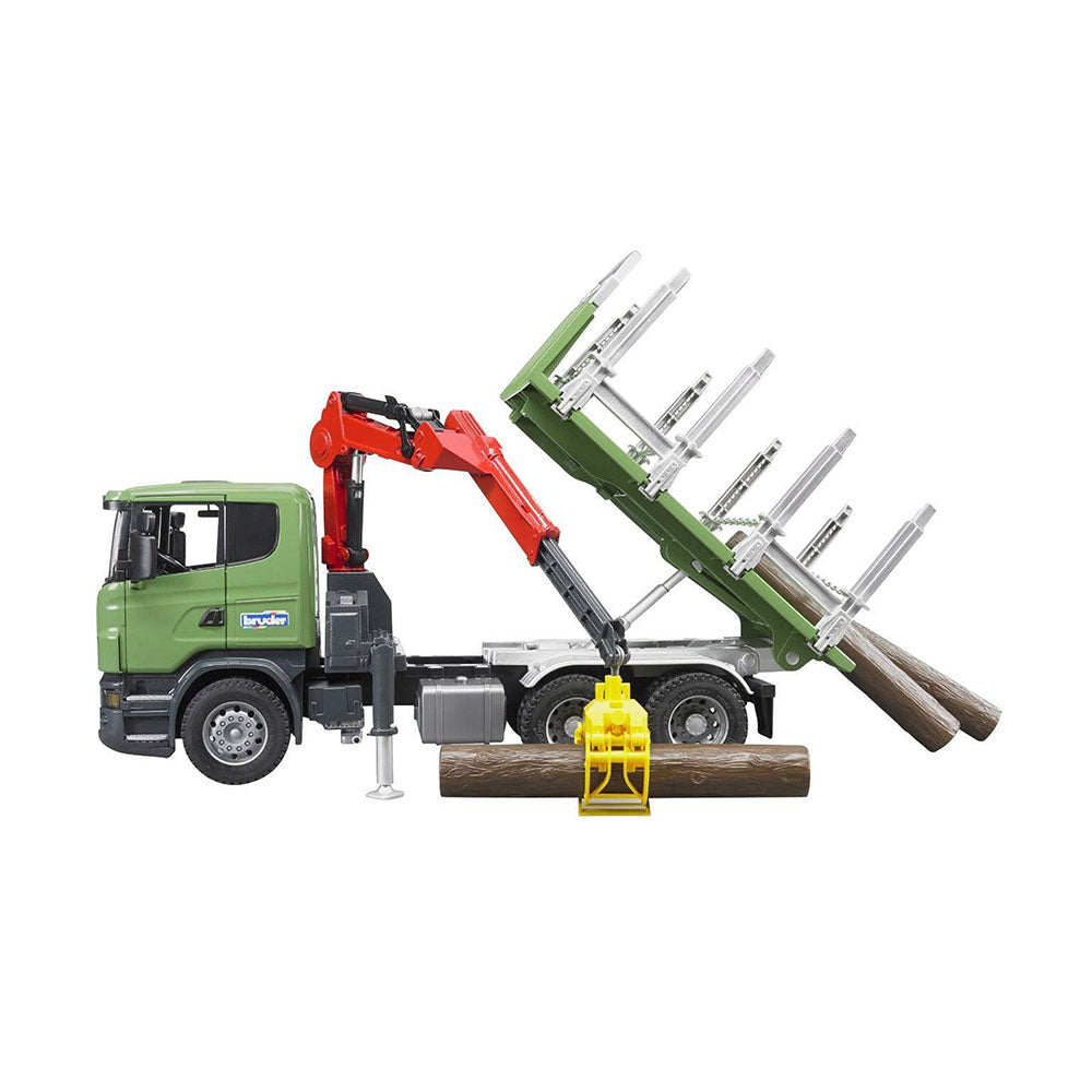 Bruder Licensed 1:16 Scale Scania R-series Timber Truck With Loading Crane & Logs Forestry Toy Model