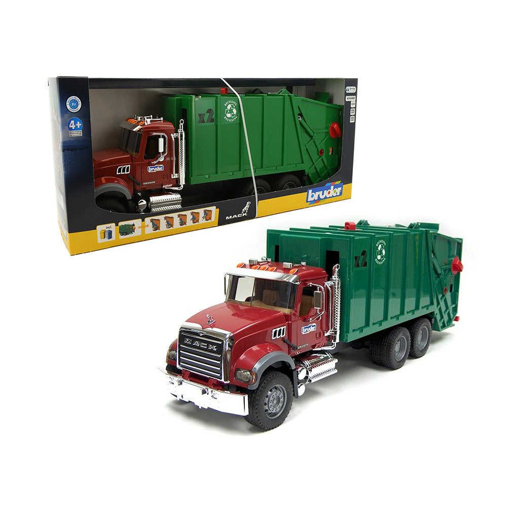 Bruder Licensed 1:16 Scale Mack Granite Garbage Truck Rear Loading Model Toy