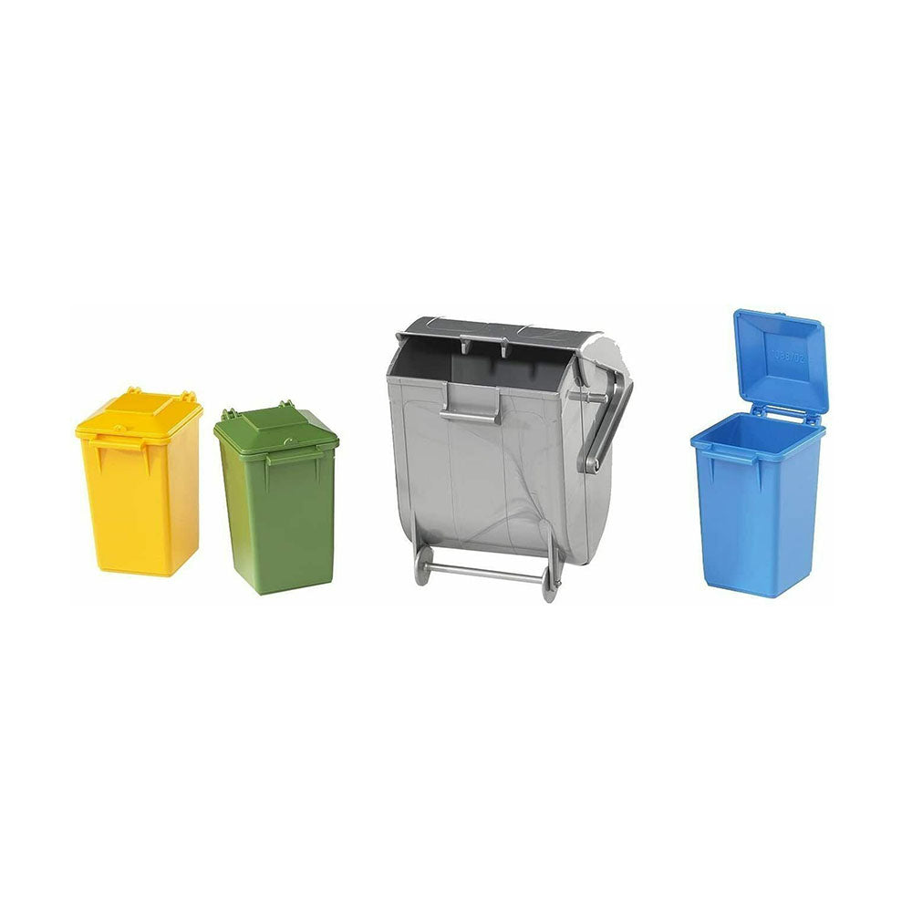 Bruder Licensed 1:16 Scale Accessories Garbage Can Set Toy Model With Lids 3 Small And 1 Large