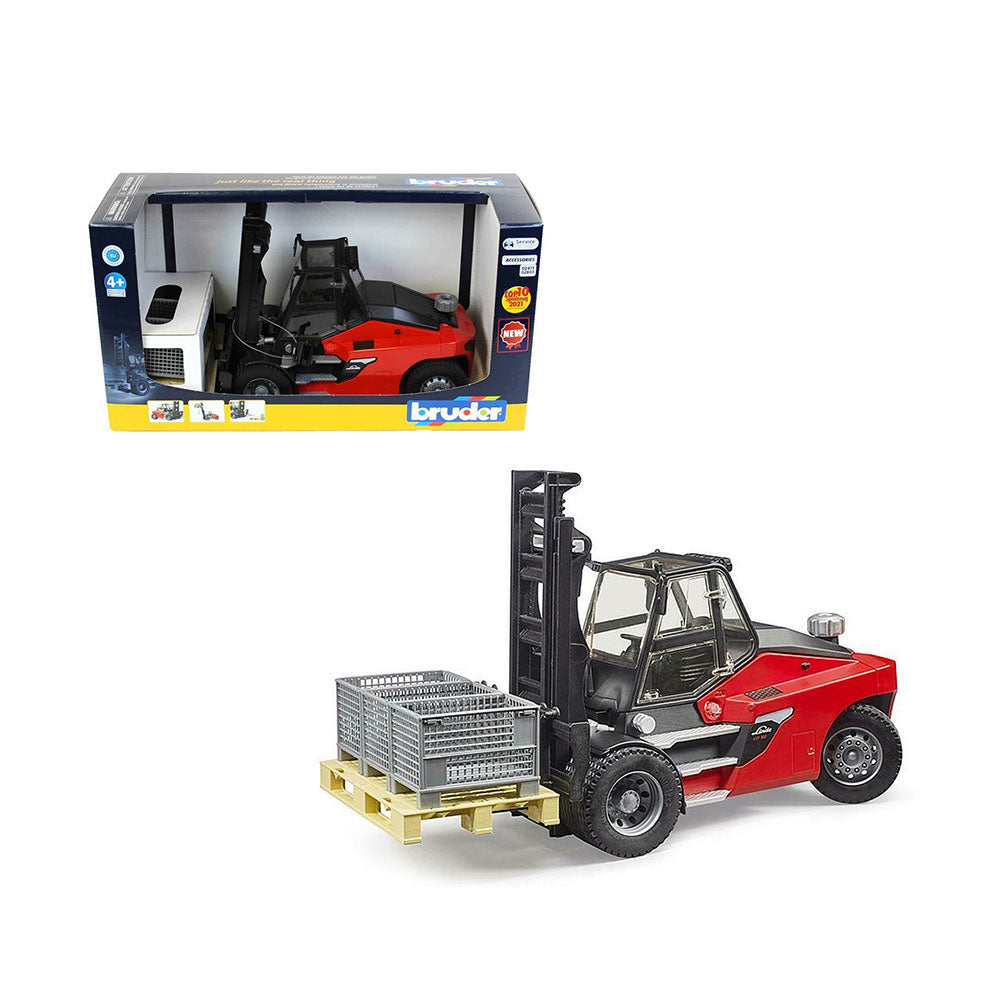 Bruder Licensed 1:16 Scale Linde HT160 Fork Lift With Pallet & 3 Cages Model Toy