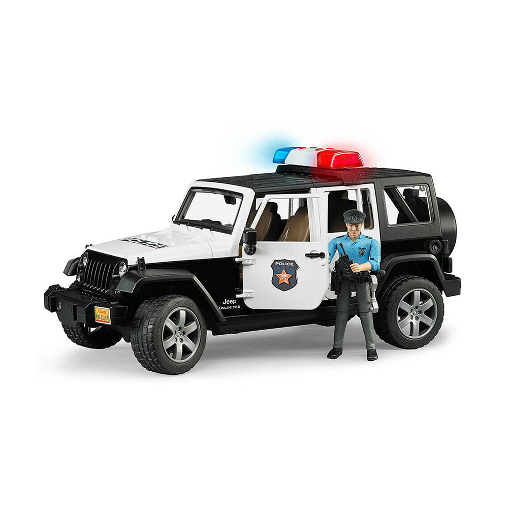 Bruder Licensed 1:16 Scale Jeep Wrangler Rubicon Police Vehicle With Policeman & Accessories Model Toy