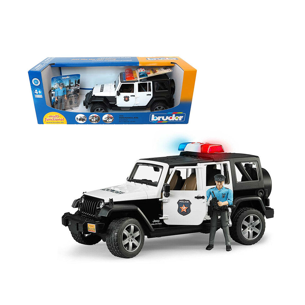 Bruder Licensed 1:16 Scale Jeep Wrangler Rubicon Police Vehicle With Policeman & Accessories Model Toy