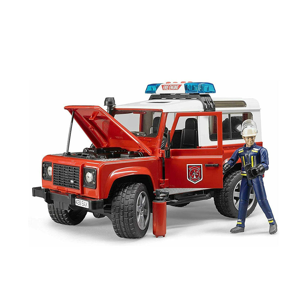 Bruder Licensed 1:16 Scale Land Rover Defender Wagon Fire Department with Light & Sound