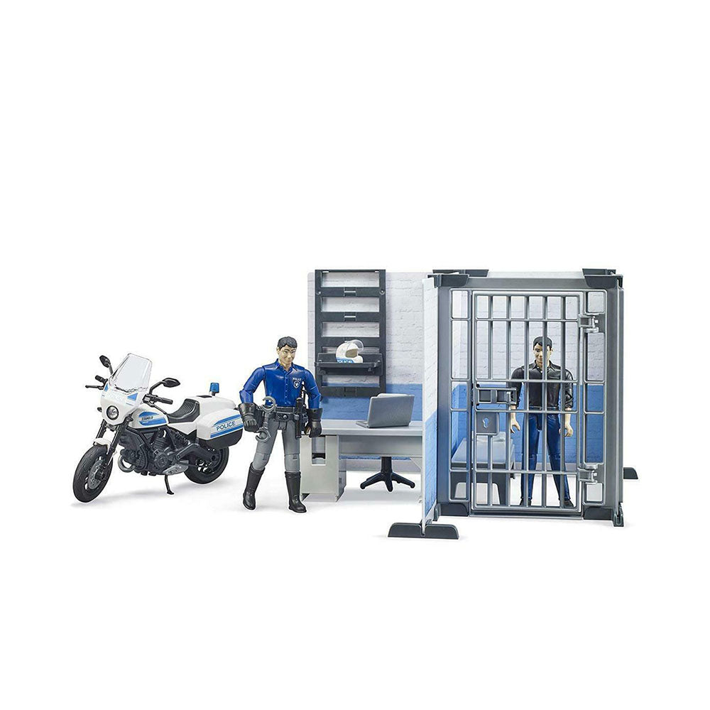 Bruder Licensed 1:16 Scale Police Station with Police Motorbike Kids Toy