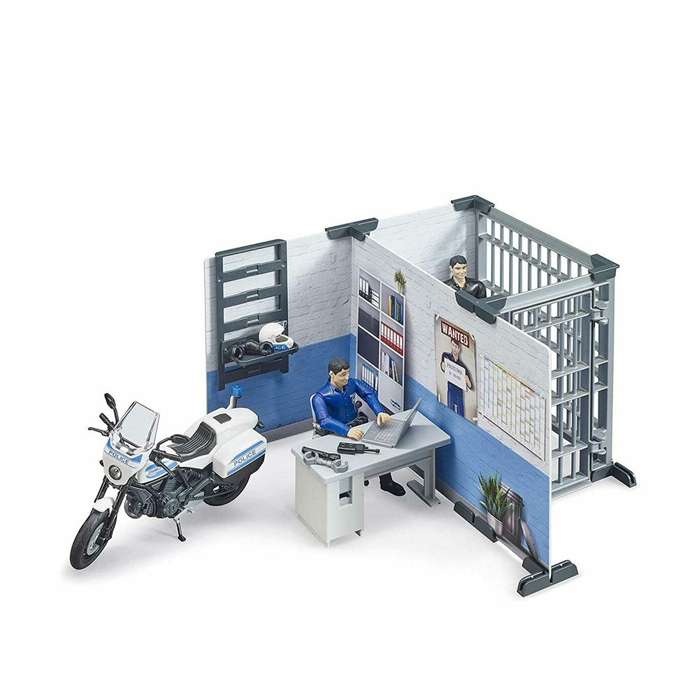 Bruder Licensed 1:16 Scale Police Station with Police Motorbike Kids Toy