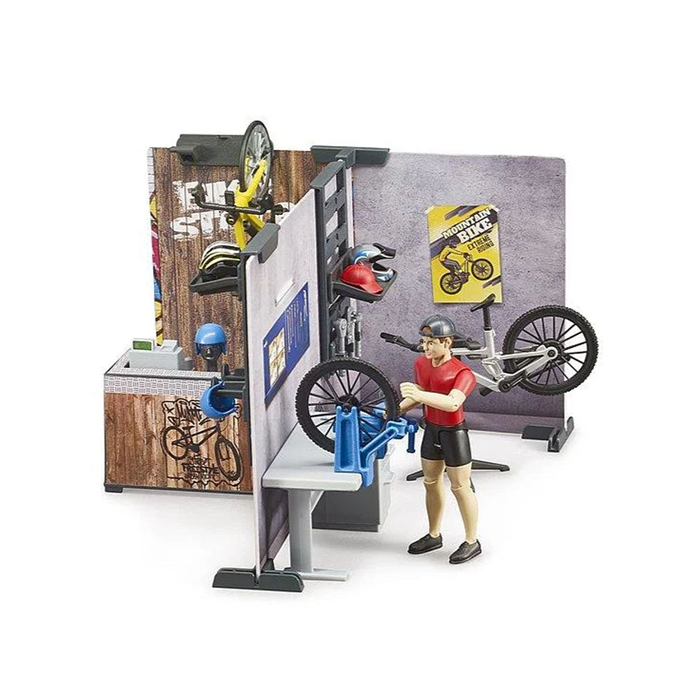 Bruder Licensed 1:16 Scale Bike Shop with Service Workshop Comprehensive Shop Equipment