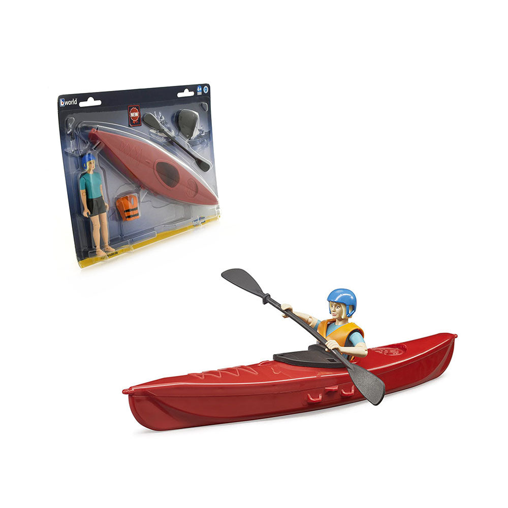 Bruder Licensed 1:16 Scale Bworld Kayak With Kayaker 3 Dimensional Moveable Limbs & Head
