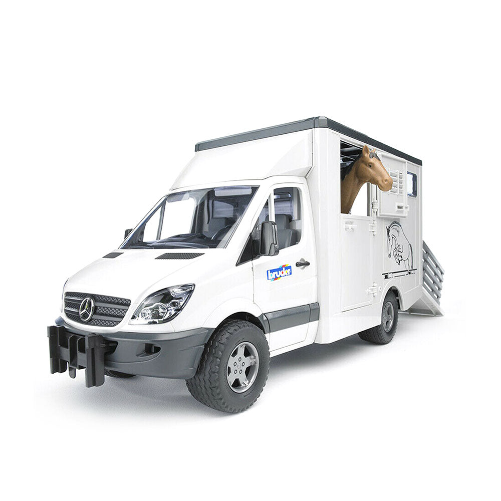 Bruder Licensed 1:16 Scale MB Sprinter Animal Transporter With Fold Down Stairs Incl 1 Horse