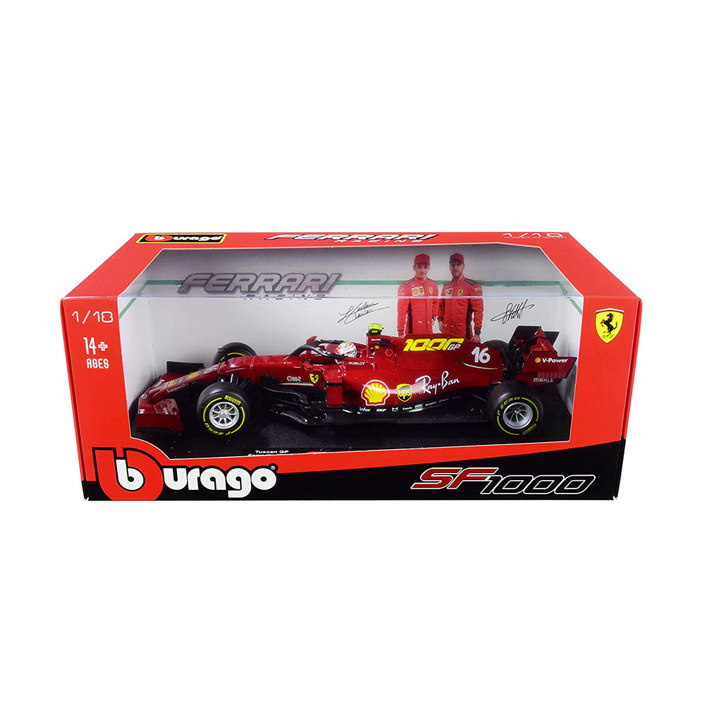 Bburago Licensed 1:18 Scale Ferrari SF1000 Tuscan GP 1000th Race Leclerc #16