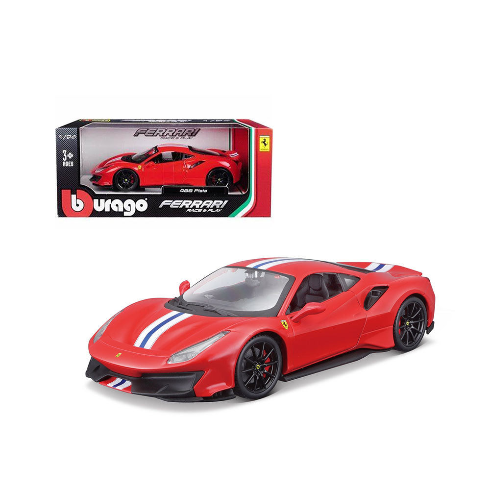 Bburago Licensed 1:24 Scale Ferrari R&P 488 Pista Racing Red Diecast Model Car