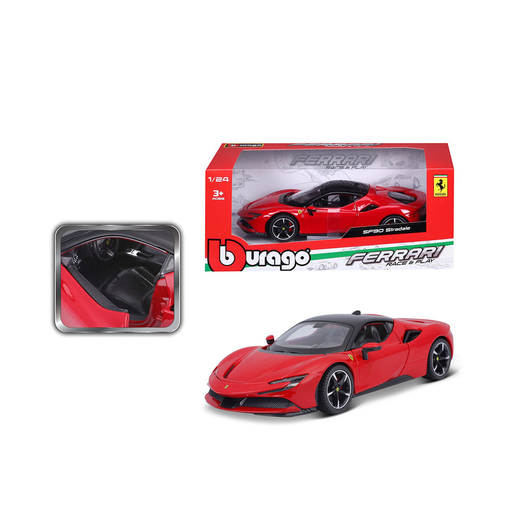 Bburago Licensed 1:24 Scale Ferrari R&P SF-90 Stradale Hybrid Red Diecast Model Car
