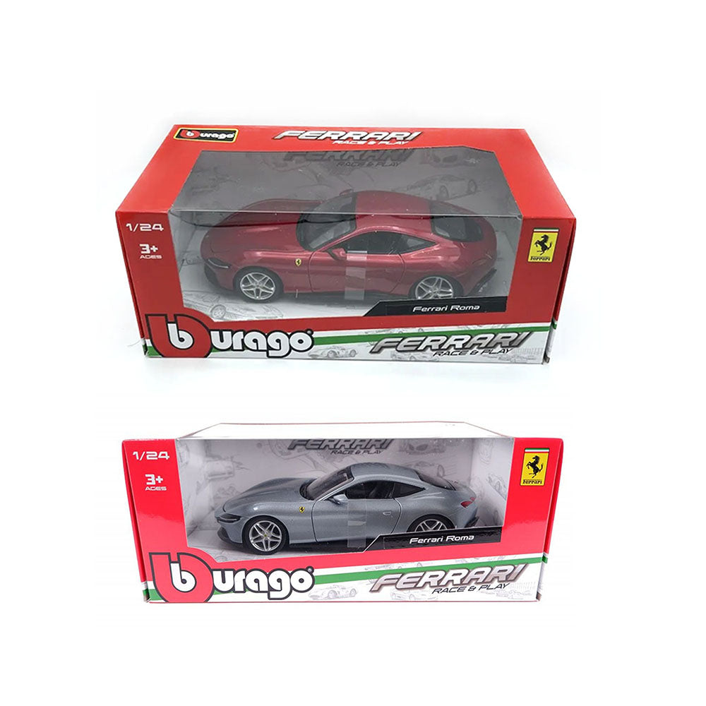 Bburago Licensed 1:24 Ferrari R & P Roma Diecast Model Toy Silver and Red 2 Color Available