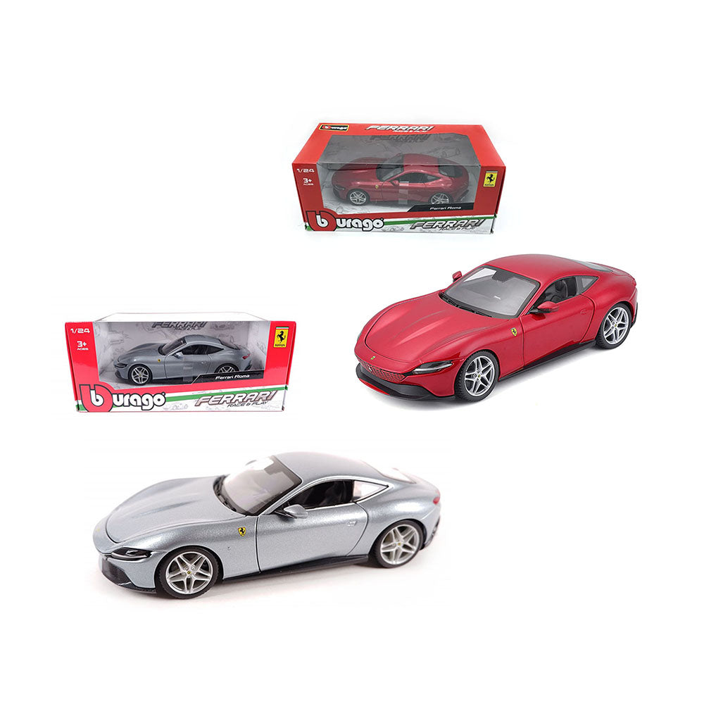 Bburago Licensed 1:24 Ferrari R & P Roma Diecast Model Toy Silver and Red 2 Color Available