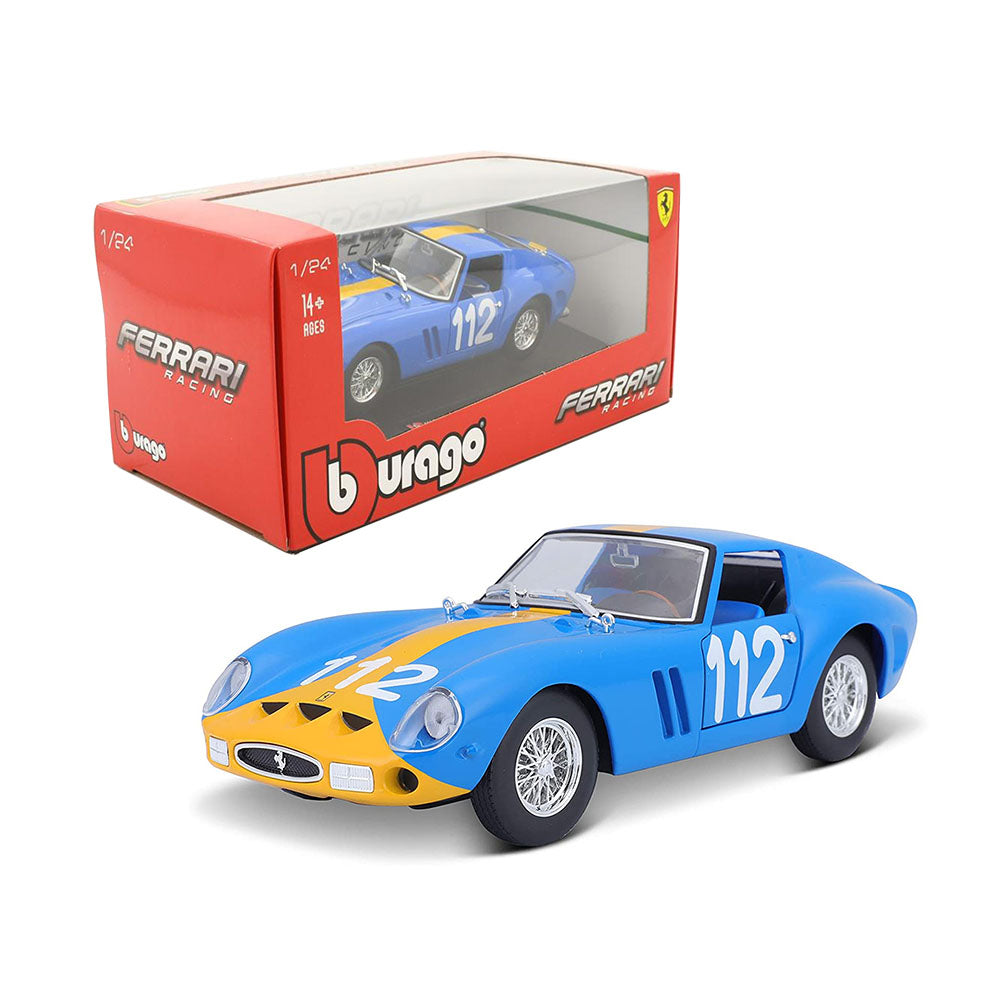 Bburago Licensed 1:24 Scale Ferrari Racing 250 GTO #112 Diecast Model Car Blue