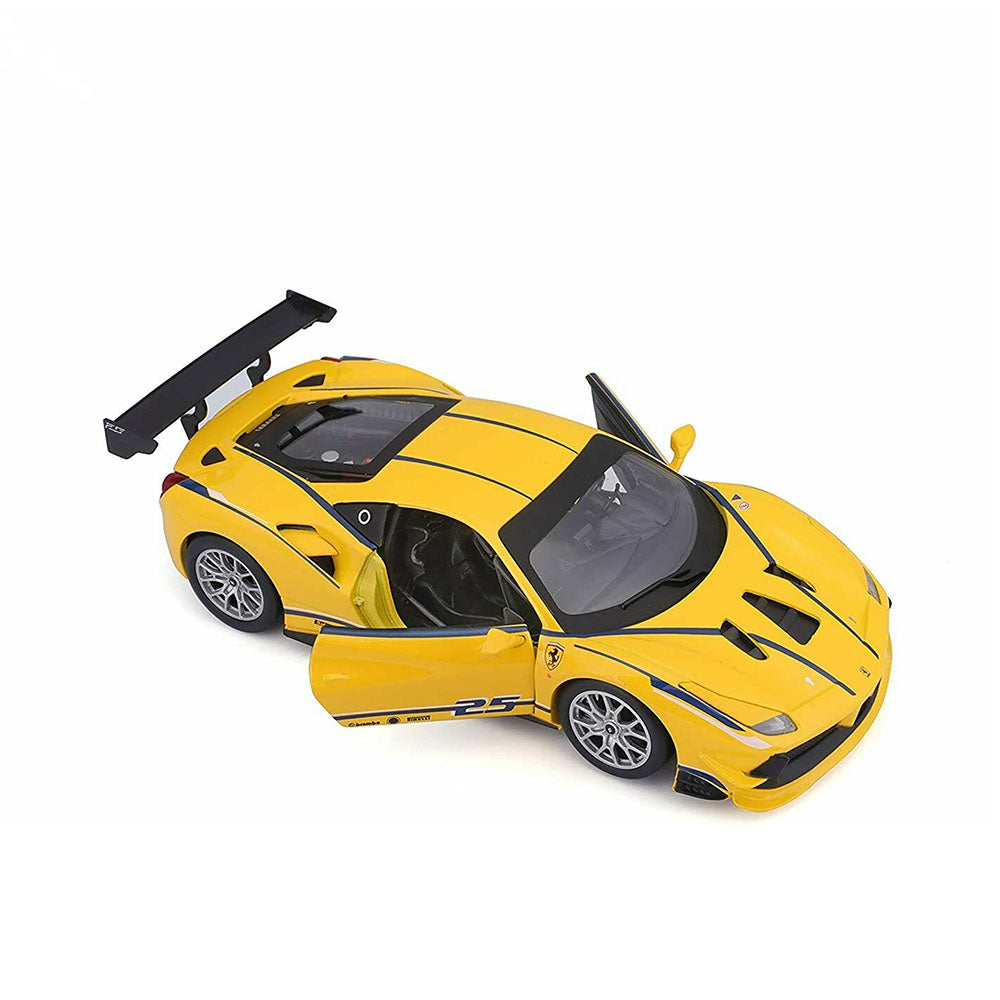 Bburago Licensed 1:24 Ferrari 488 Challenge #25 Yellow With Blue Stripes "Ferrari Racing"