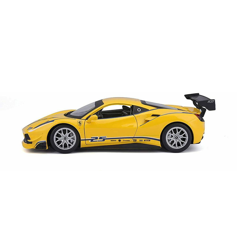 Bburago Licensed 1:24 Ferrari 488 Challenge #25 Yellow With Blue Stripes "Ferrari Racing"