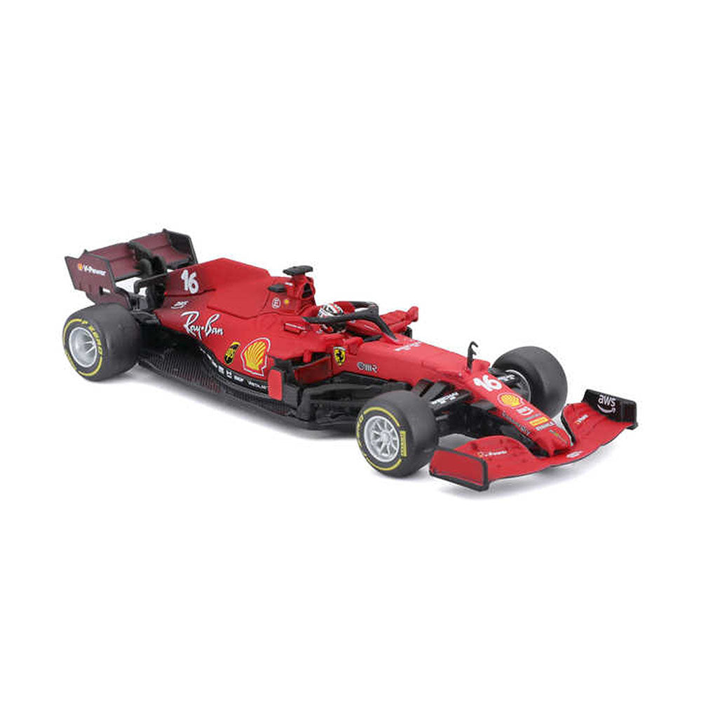 Bburago Licensed 1:43 Scale F1 SF21 GP With Driver Leclerc #16 Racing 2021 Diecast Model Car