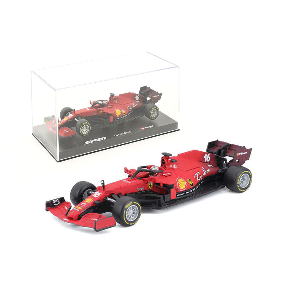 Bburago Licensed 1:43 Scale F1 SF21 GP With Driver Leclerc #16 Racing 2021 Diecast Model Car