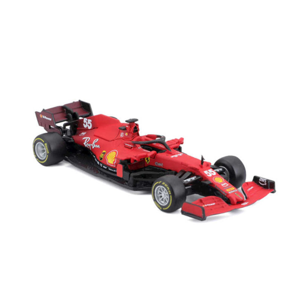 Bburago Licensed 1:43 Scale F1 SF21 Sainz #55 Racing 2021 Diecast Model Car Red