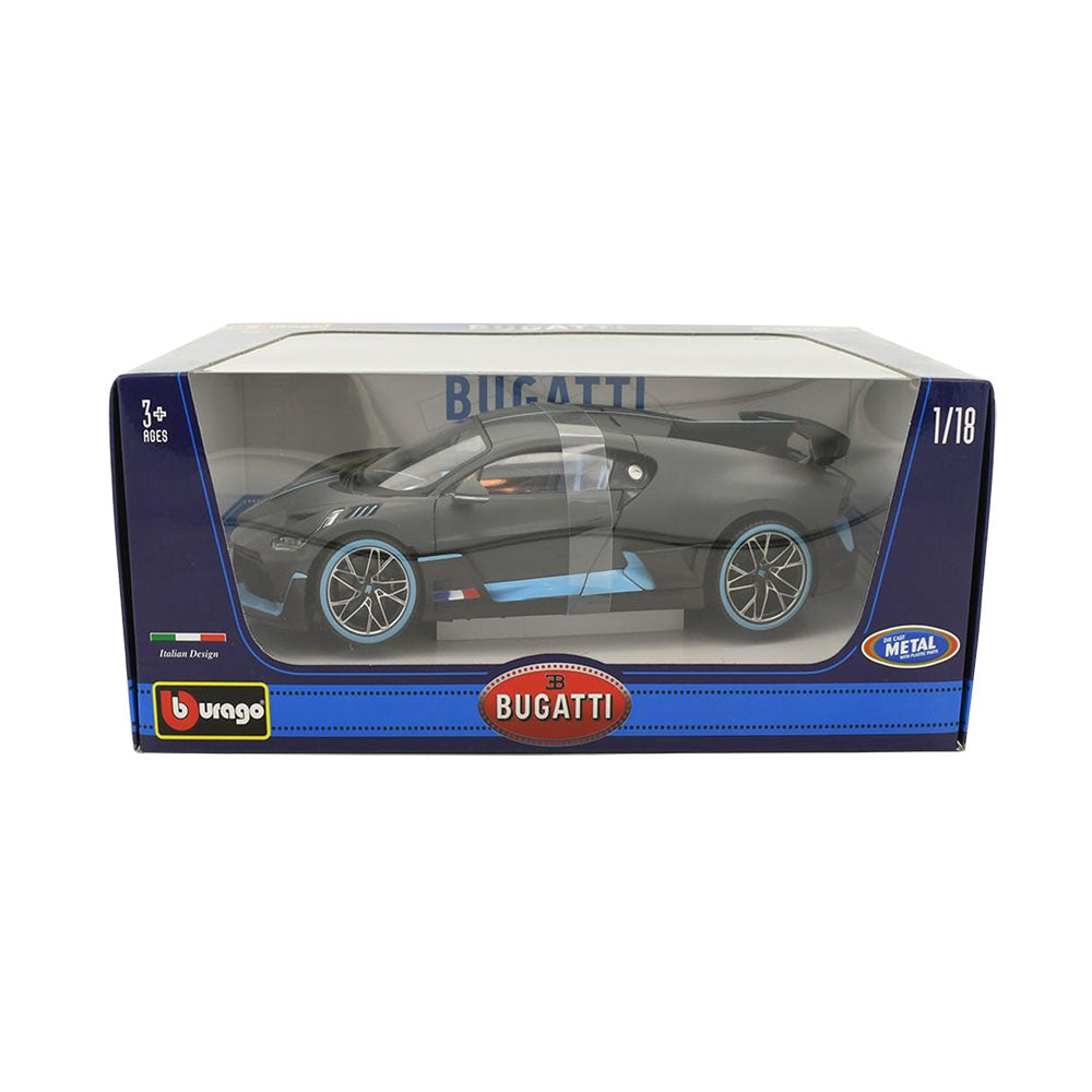 Bburago Licensed 1:18 Scale Bugatti Divo Metallic 2018 Diecast Model Car Black Blue