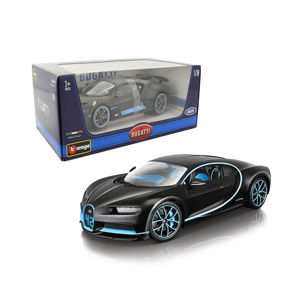Bburago Licensed 1:18 Scale Bugatti Divo Metallic 2018 Diecast Model Car Black Blue
