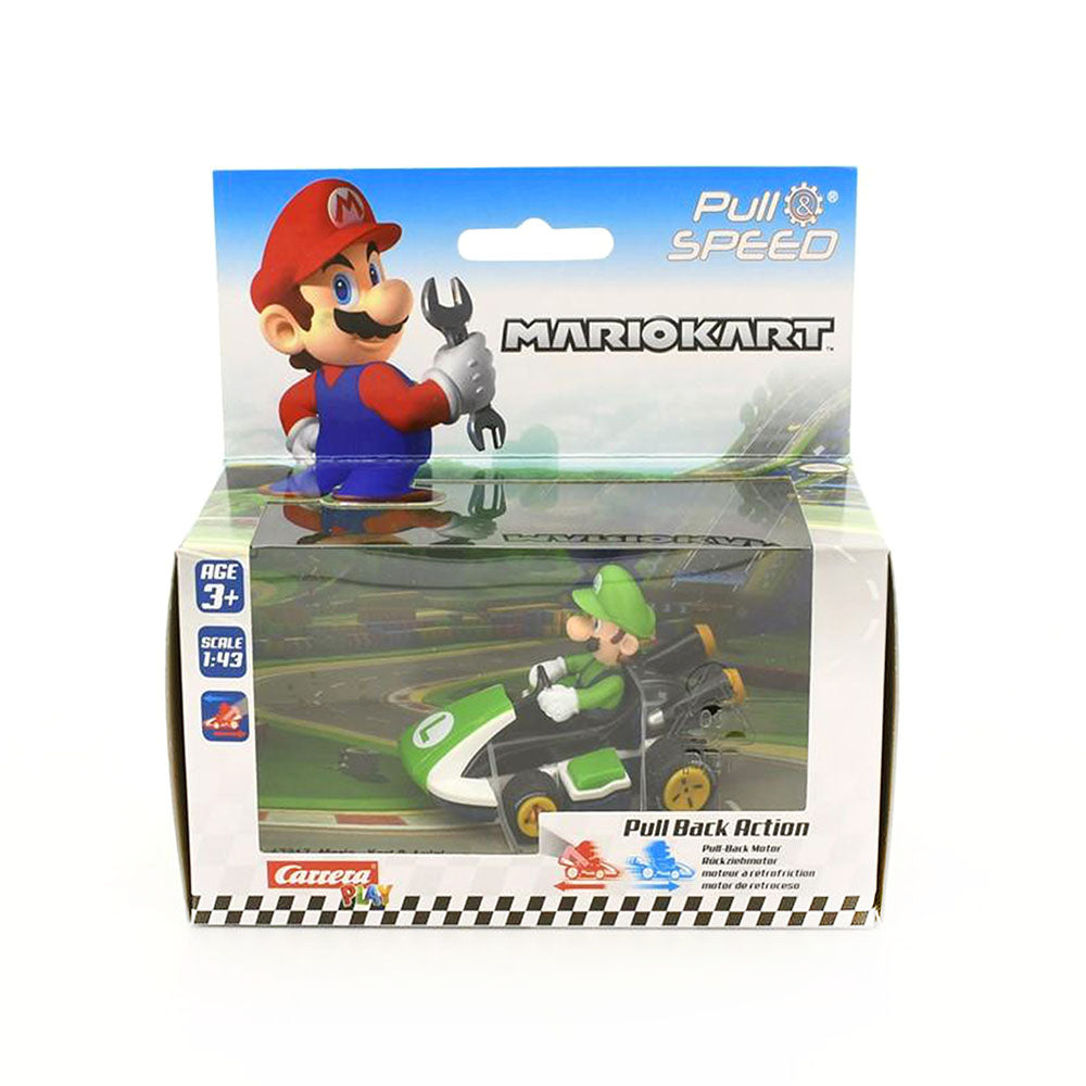 Carrera Licensed 1:43 Scale Pull & Speed Mario Kart 8 Luigi Model Toy Green