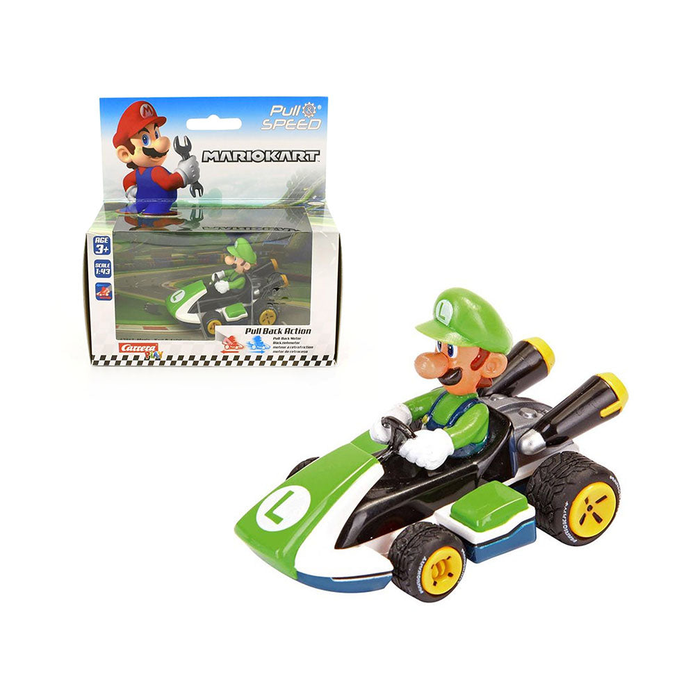 Carrera Licensed 1:43 Scale Pull & Speed Mario Kart 8 Luigi Model Toy Green
