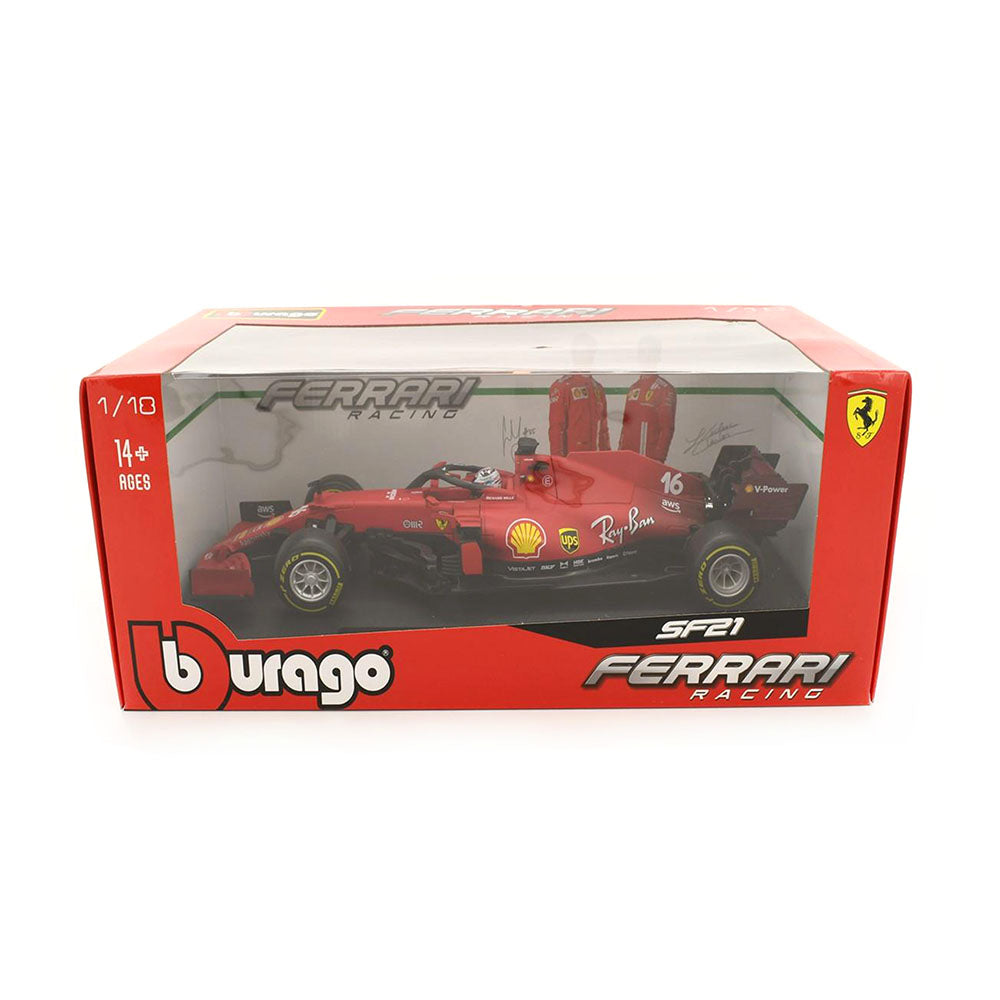 Bburago Licensed 1:18 Scale F1 SF21 GP Leclerc #16 Racing 2021 Diecast Model Car Red