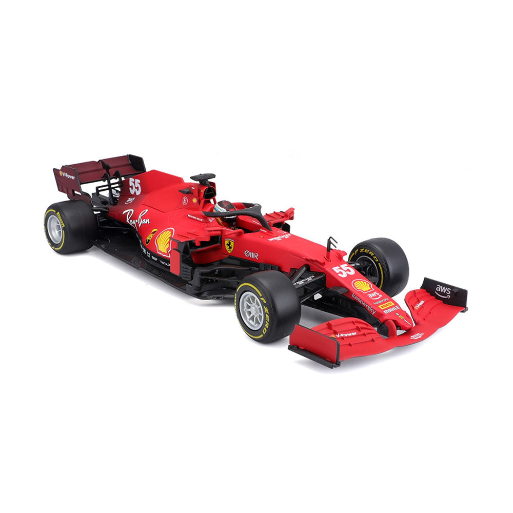 Bburago Licensed 1:18 Scale F1 SF21 GP Sainz #55 Racing 2021 Diecast Model Car Red