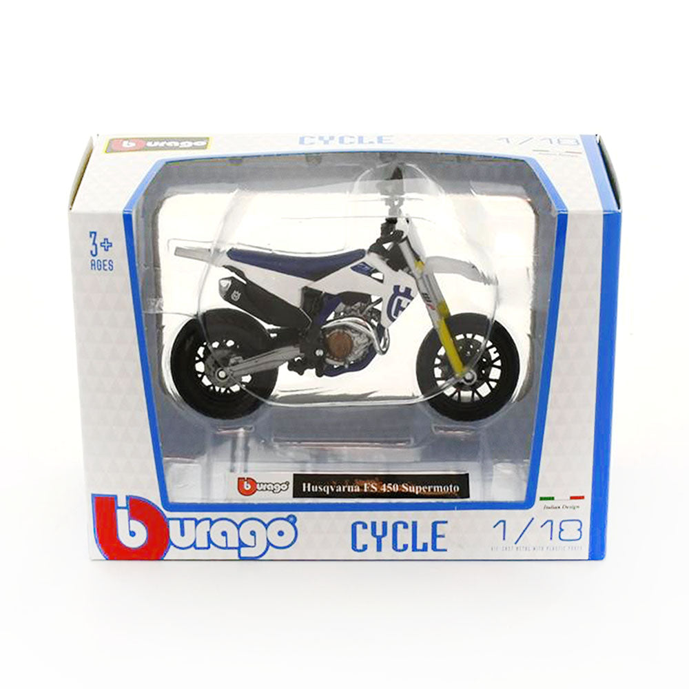 Bburago Licensed 1:18 Scale Husqvarna FS 450 Supermoto Model Motorcycle