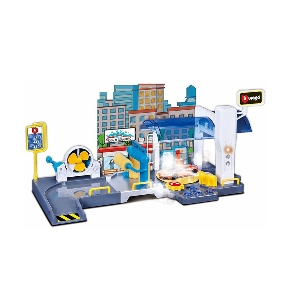 Bburago Licensed 1:43 Scale Car Wash Playset Include 1 Car Model Toy