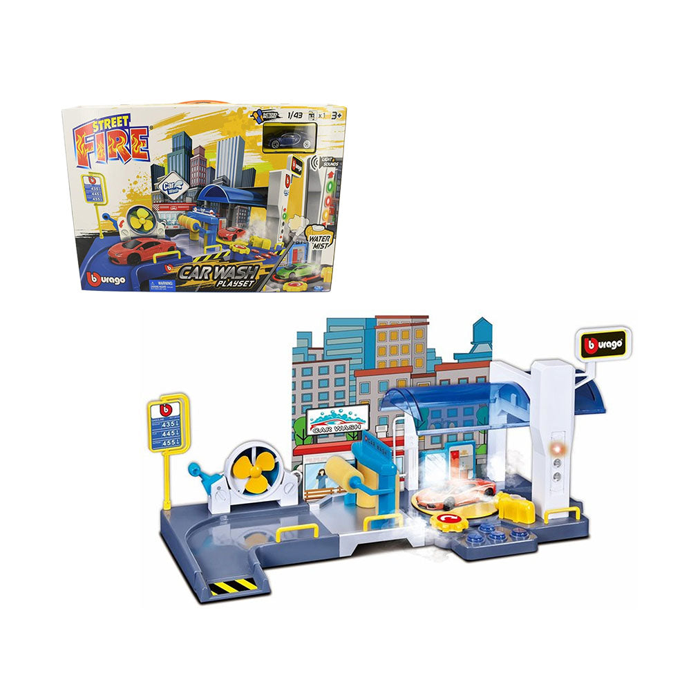 Bburago Licensed 1:43 Scale Car Wash Playset Include 1 Car Model Toy