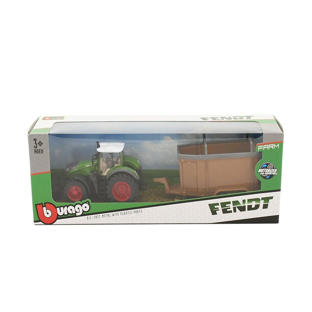 Bburago Licensed 10cm Fendt 1000 Vario Tractor With Livestock Trailer Model Toy