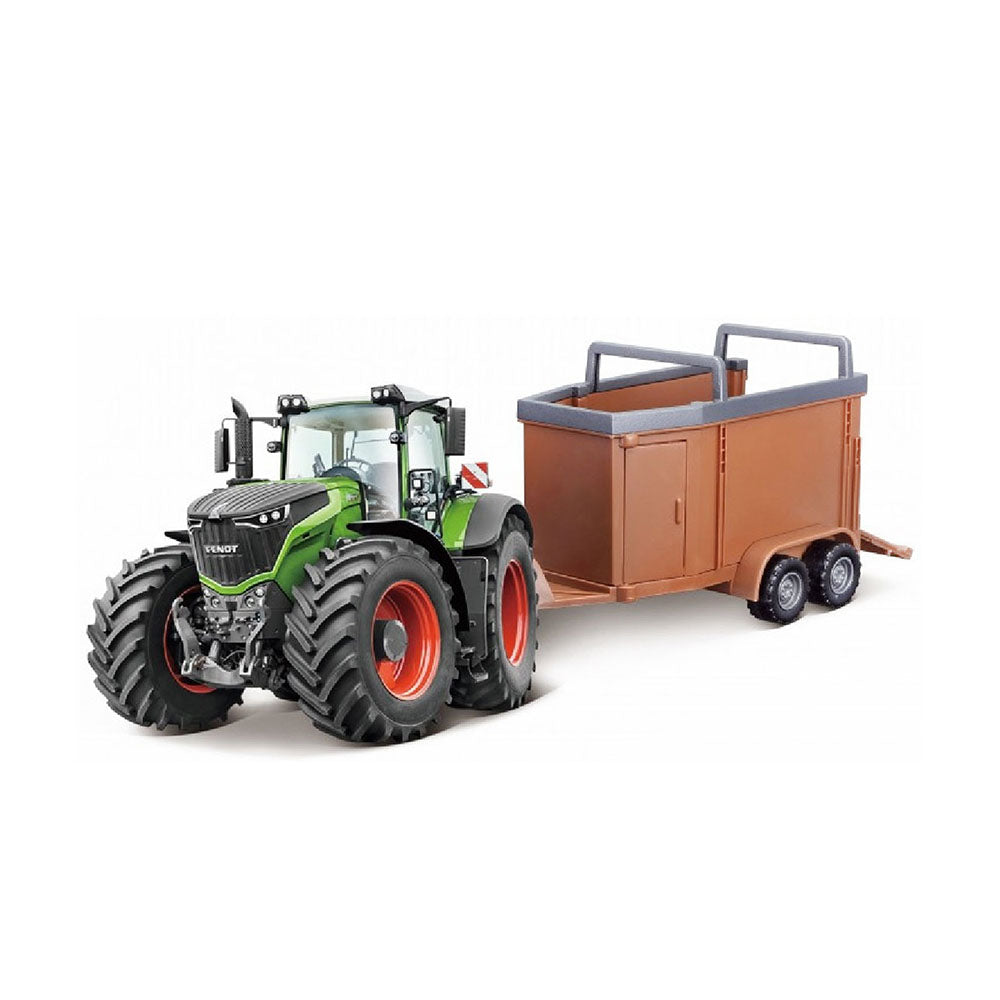 Bburago Licensed 10cm Fendt 1000 Vario Tractor With Livestock Trailer Model Toy