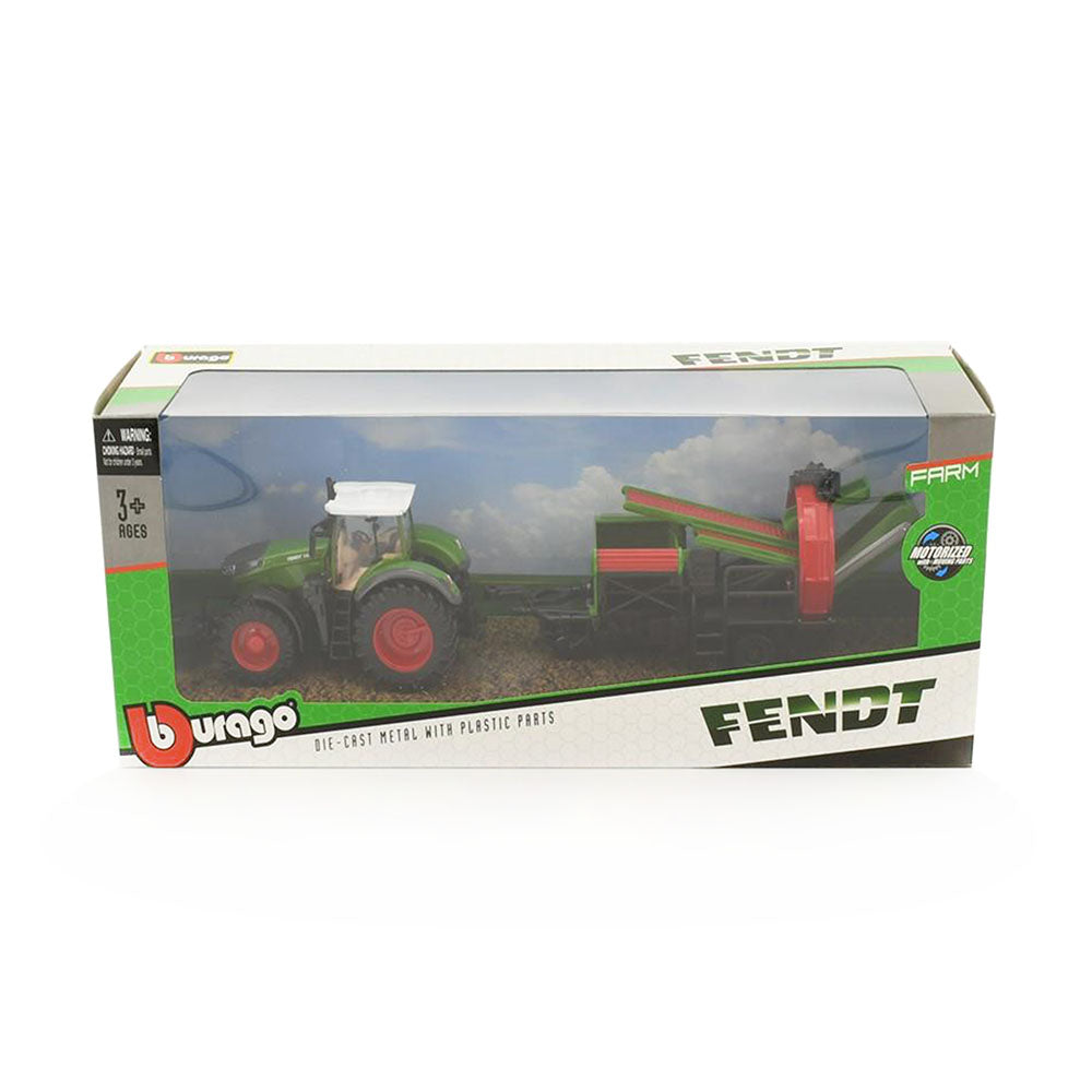 Bburago Licensed 10cm Fendt 1050 Tractor With Cultivator Model Toy