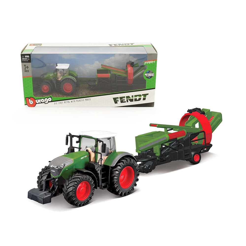 Bburago Licensed 10cm Fendt 1050 Tractor With Cultivator Model Toy
