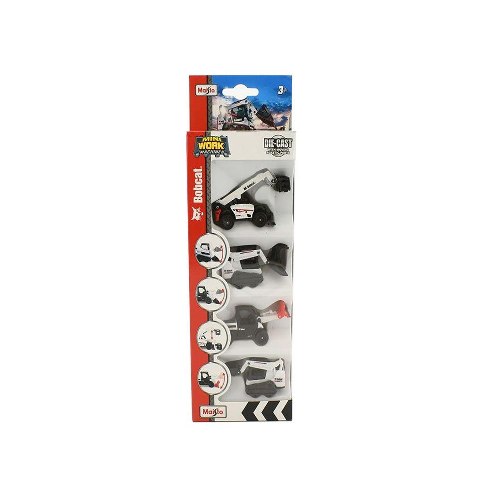 Maisto Licensed Fresh Metal 3" Mini Work Machines BobCat 4 Piece Pack Diecast Car Model