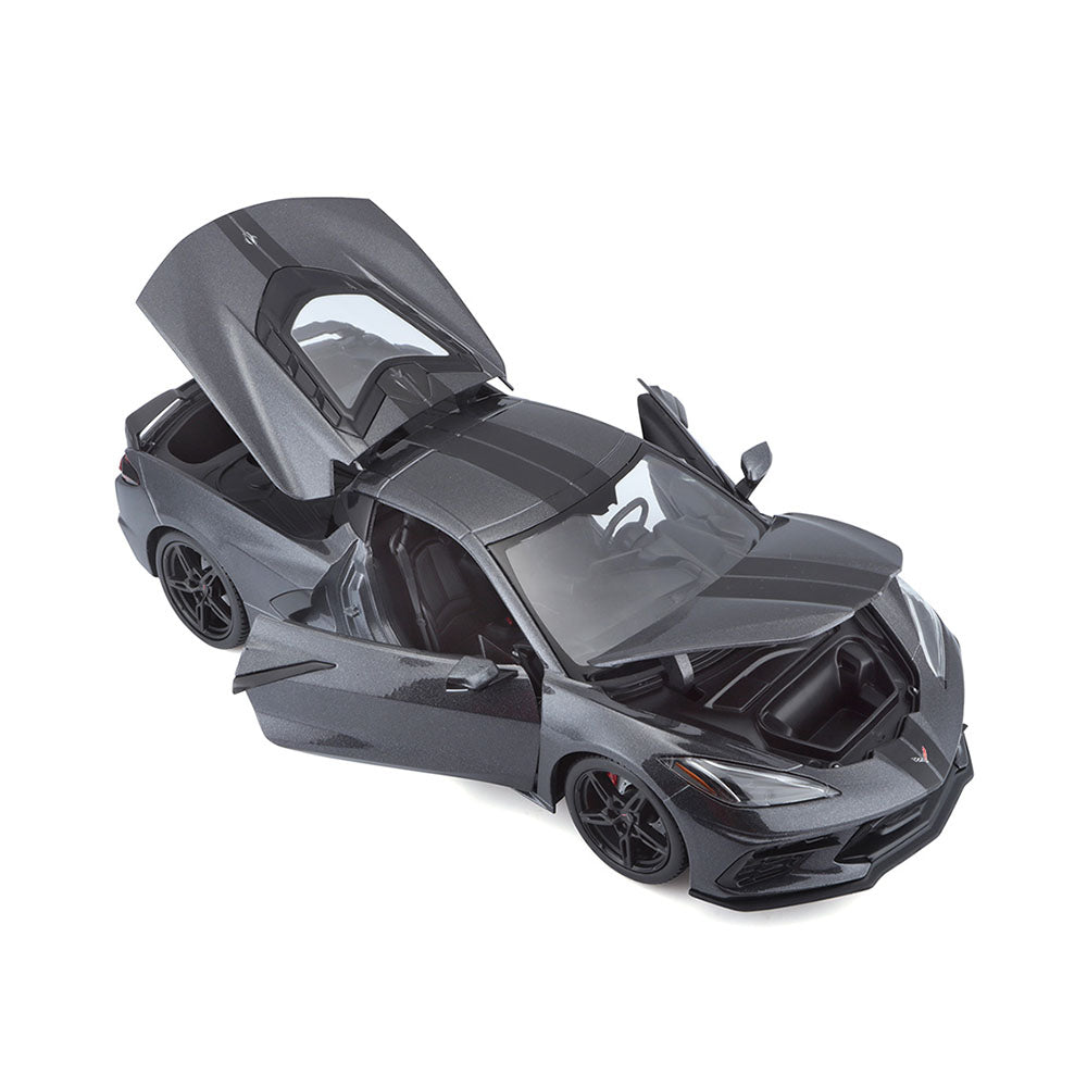 Maisto Licensed 1:18 Scale 2020 Chevrolet Corvette Stingray Coupe Grey Model Car
