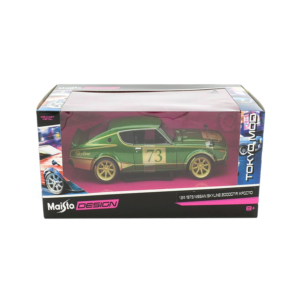 Maisto Licensed 1:24 Scale Design Tokyo Modern Nissan Skyline 2000 GT-R 1973 Diecast Model Car Green