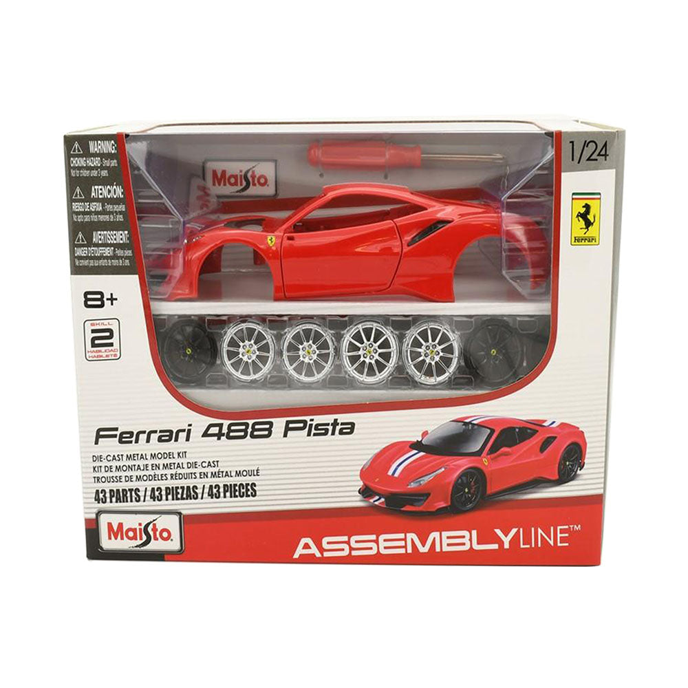 Maisto Licensed 1:24 Scale Assembly Line Ferrari 488 Pista 2018 Diecast Model Car Red