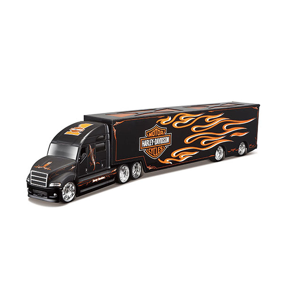 Maisto Licensed 1:64 Scale Harley Davidson Haulers Diecast Model Truck Black Orange