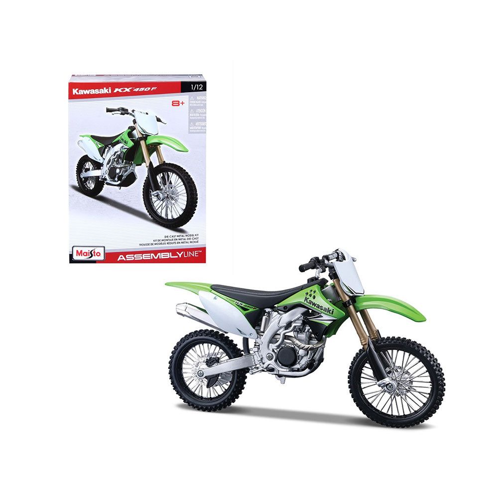 Maisto Licensed 1:12 Scale Motorcycle Assembly Line Diecast Metal Kawasaki KX 450F Model
