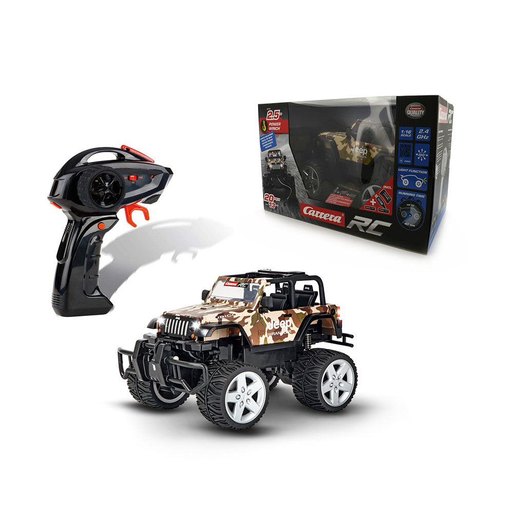 Carrera Licensed 1:16 Scale Jeep Wrangler With Winch + Batteries & USB Toy Model 