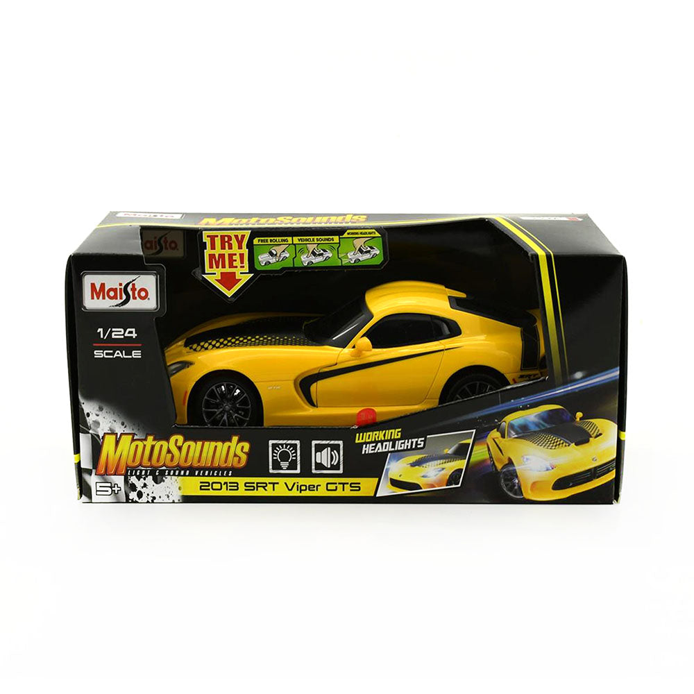 Maisto Licensed 1:24 Scale MotoSounds 2013 SRT Viper GTS Model Car Yellow